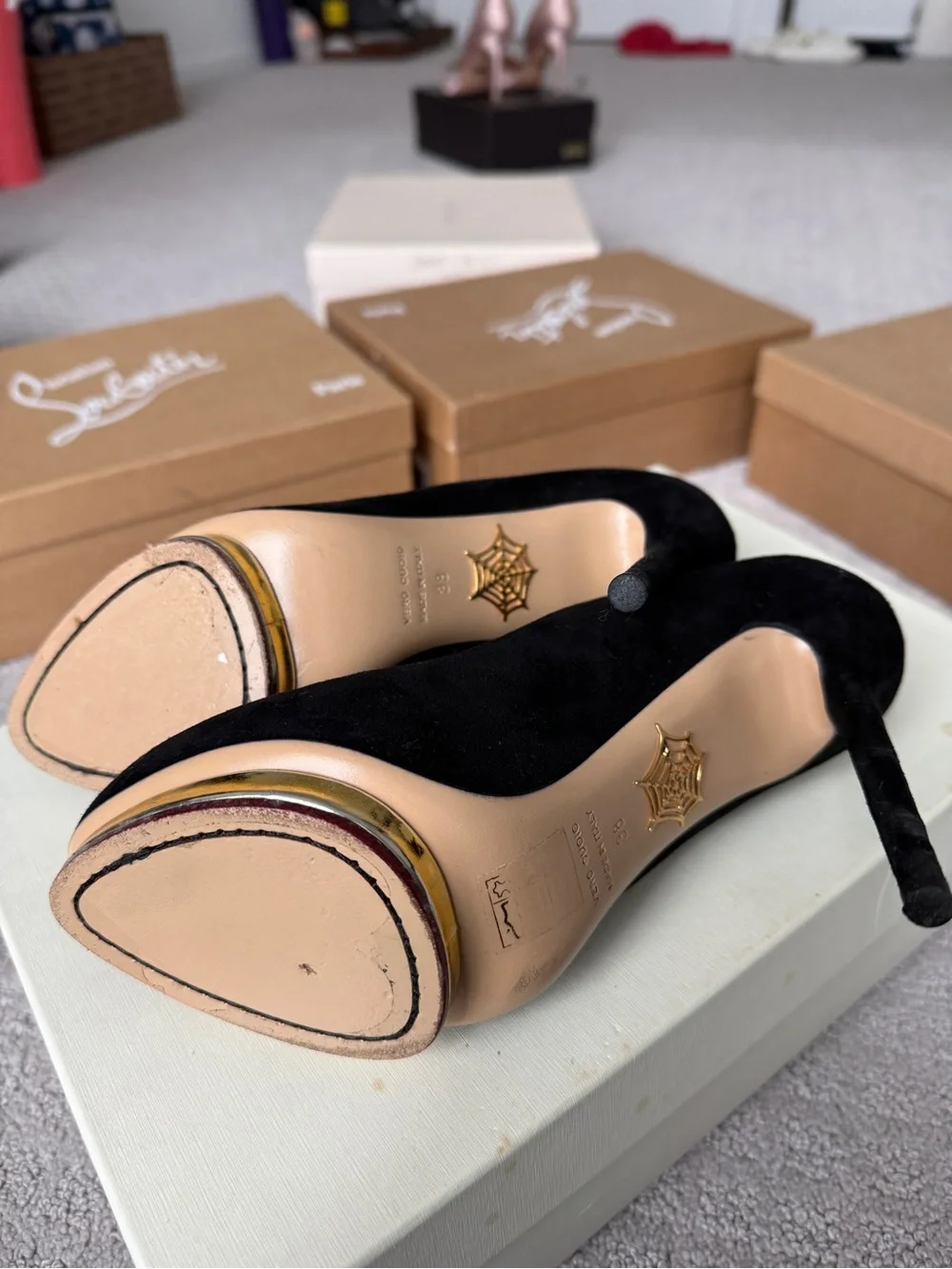 Charlotte Olympia Black Suede Pumps